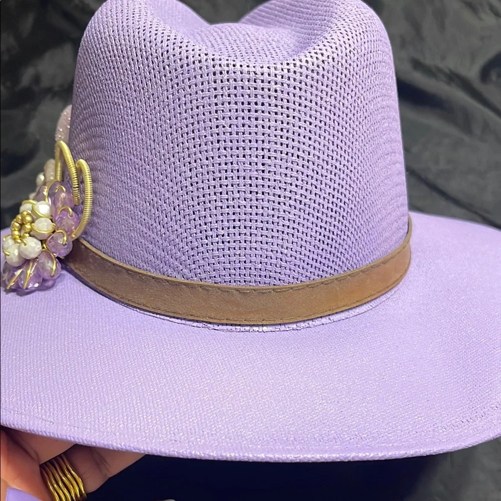 Lavender Yute Fedora with Beaded Accent - Picture 5 of 5